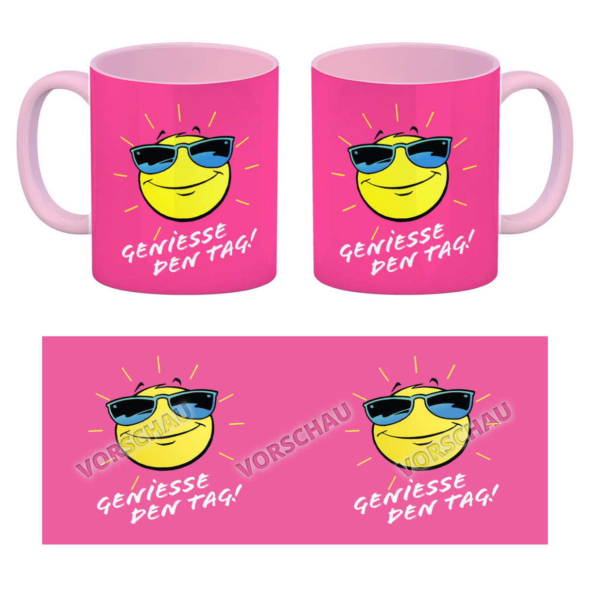 Geniesse den Tag! Kaffeebecher mit strahlender Sonne