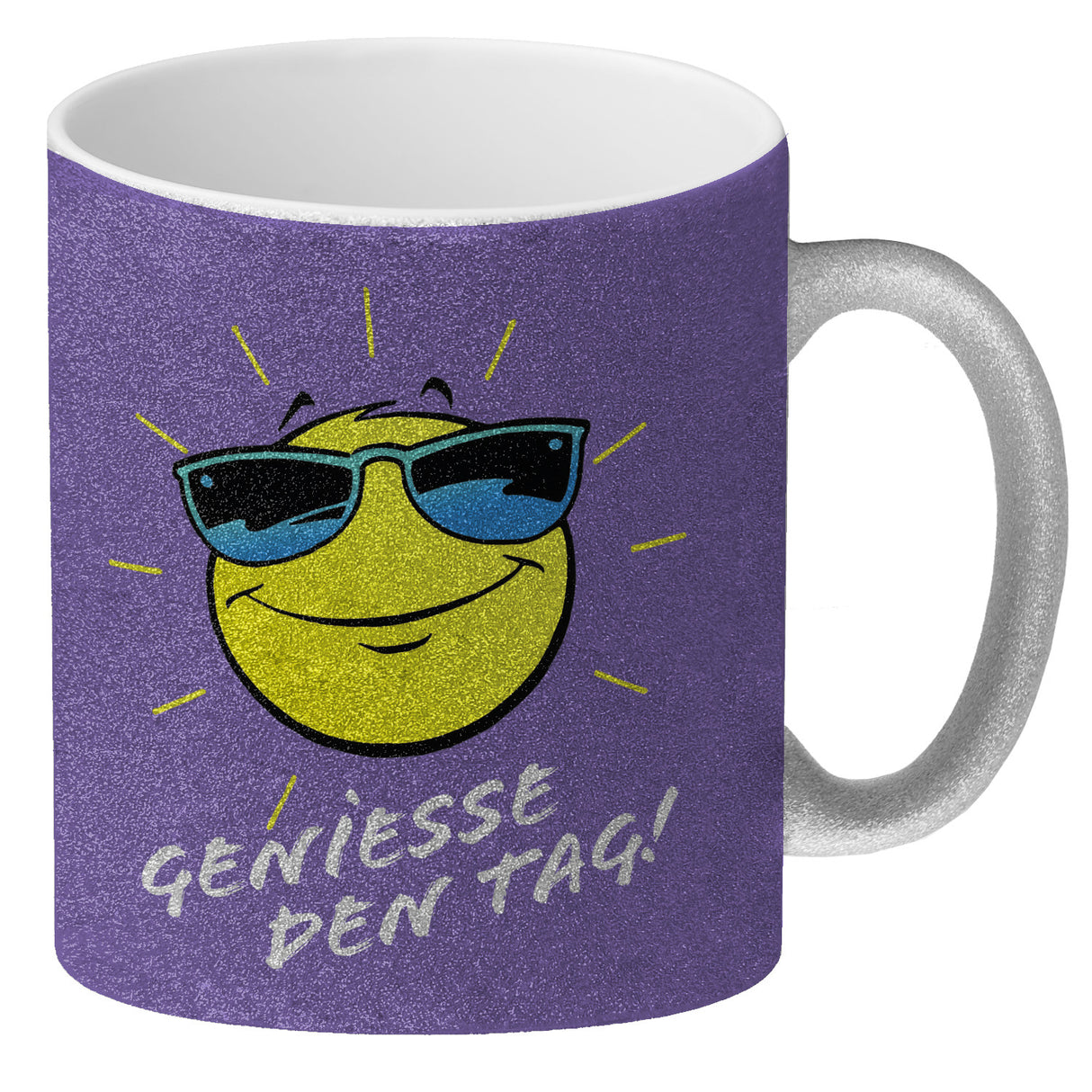Geniesse den Tag! Kaffeebecher mit strahlender Sonne