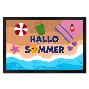 Hallo Sommer Fußmatte mit Strandmotiv