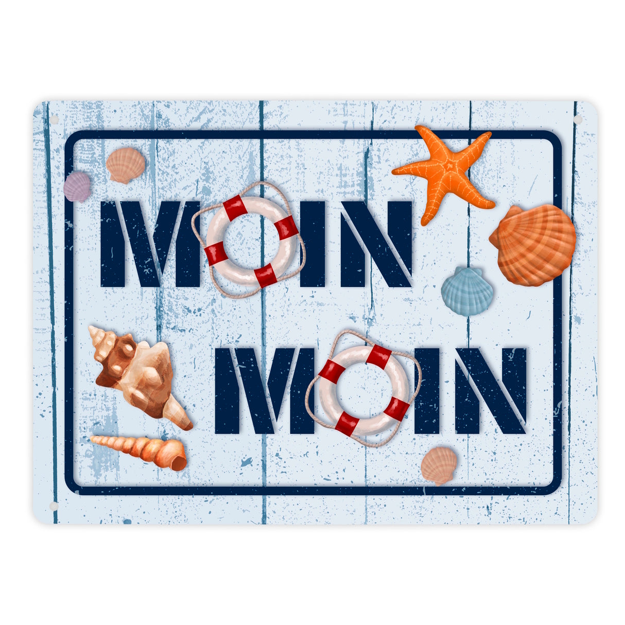 Moin Moin Metallschild mit maritimem Motiv