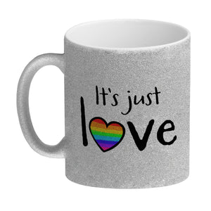 It's just love Kaffeebecher mit Herz in Regenbogenfarben