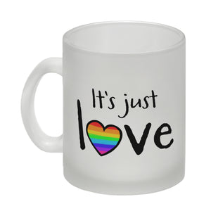 It's just love Kaffeebecher mit Herz in Regenbogenfarben