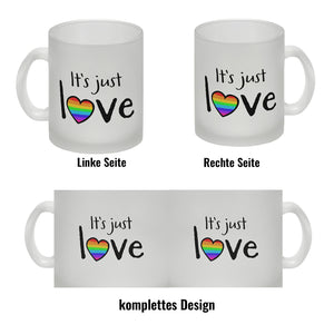 It's just love Kaffeebecher mit Herz in Regenbogenfarben