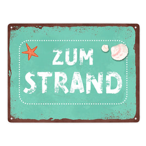 Zum Strand Metallschild für den Sommer