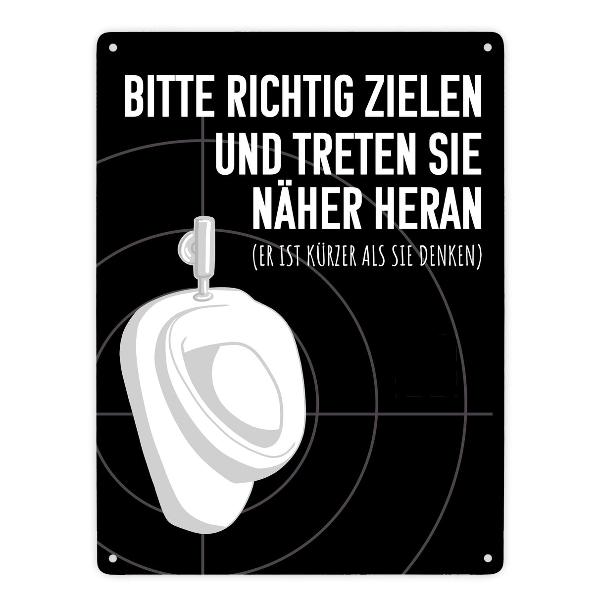 Bitte richtig zielen… Toilette Urinal Metallschild mit Fadenkreuz