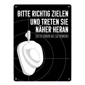 Bitte richtig zielen… Toilette Urinal Metallschild mit Fadenkreuz