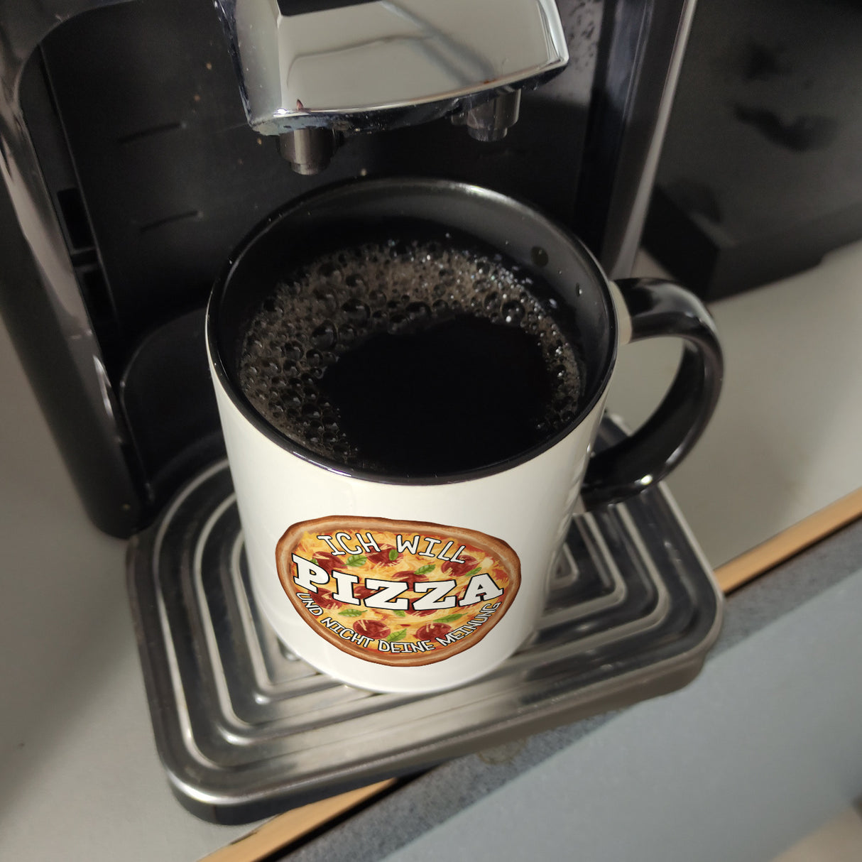 Ich will Pizza und nicht deine Meinung Kaffeebecher