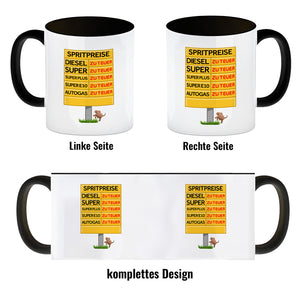 Spritpreise Anzeigetafel Kaffeebecher für Autofahrer