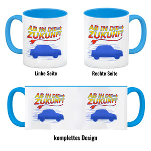 Ab in die Zukunft Elektroauto Kaffeetasse