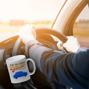 Ab in die Zukunft Elektroauto Kaffeetasse