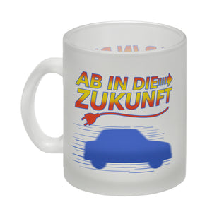 Ab in die Zukunft Elektroauto Kaffeetasse