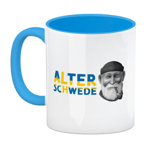 Alter Schwede Kaffeebecher in den Landesfarben Schwedens