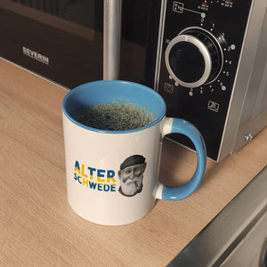 Alter Schwede Kaffeebecher in den Landesfarben Schwedens