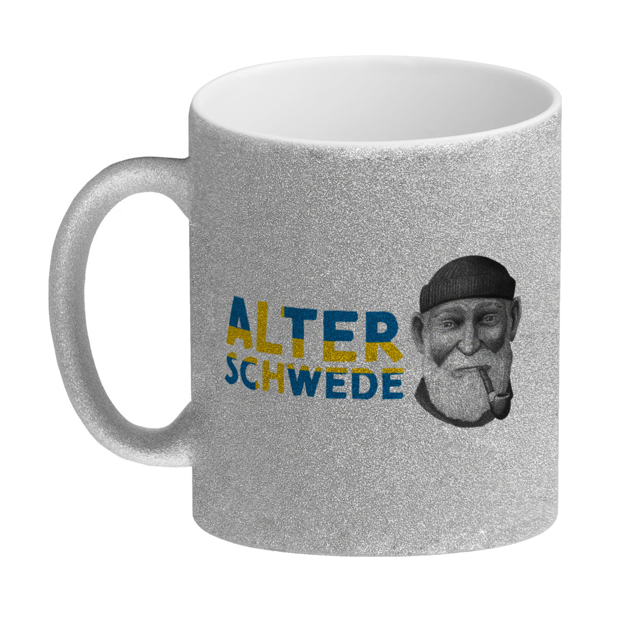 Alter Schwede Kaffeebecher in den Landesfarben Schwedens