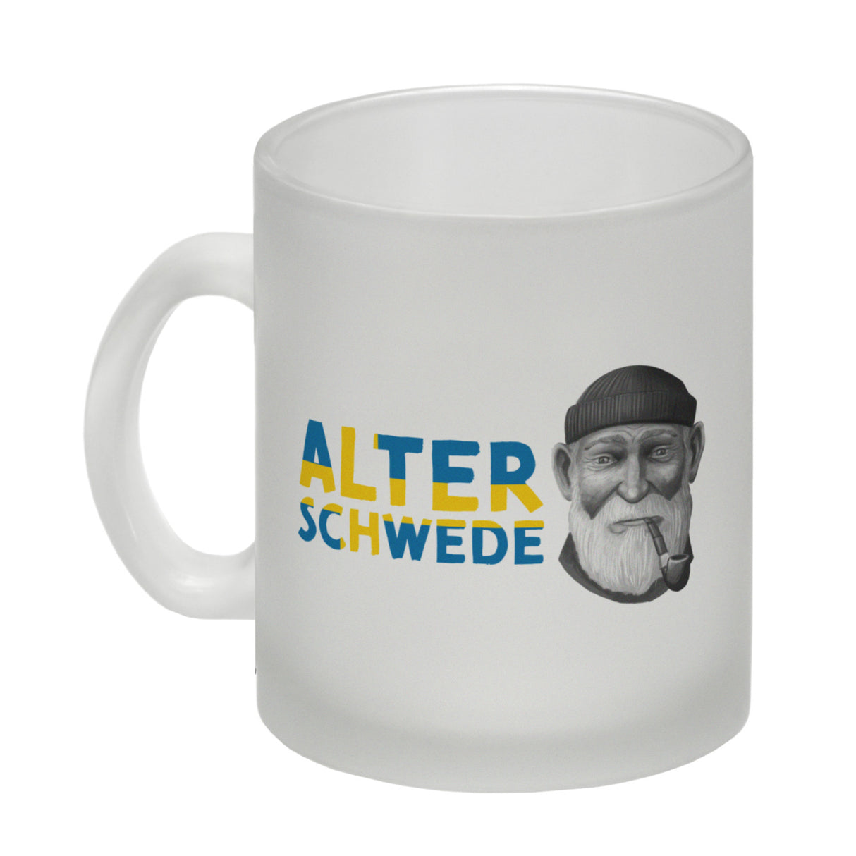 Alter Schwede Kaffeebecher in den Landesfarben Schwedens