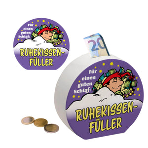 Ruhekissen-Füller Spardose zum Thema Sparen und Schlafen
