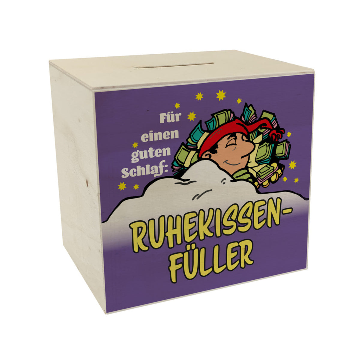 Ruhekissen-Füller Spardose zum Thema Sparen und Schlafen