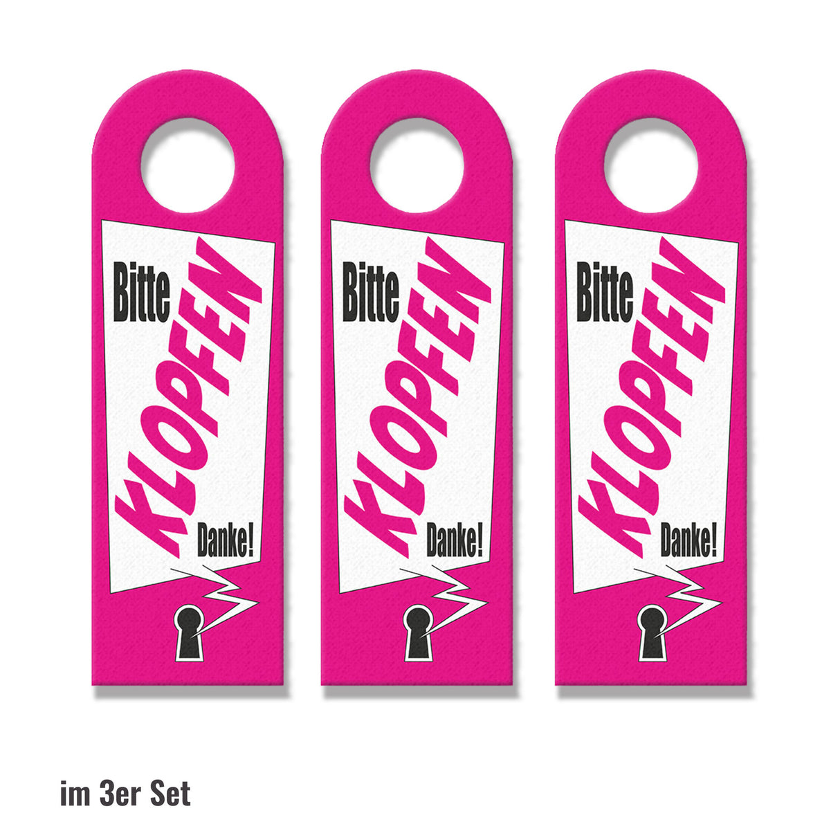 Bitte nicht stören oder klopfen Türhänger mit Schlüsselloch Motiv in pink