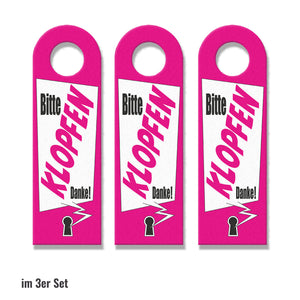 Bitte nicht stören oder klopfen Türhänger mit Schlüsselloch Motiv in pink