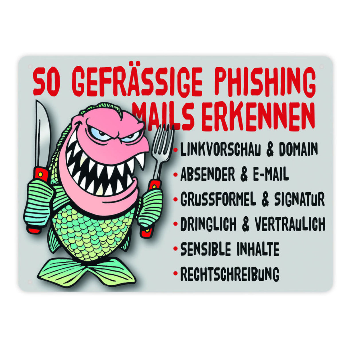 Phishing Mails Metallschild zum Thema Phishing Mails erkennen