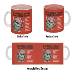 Kaffeebecher zum Thema Phishing Mails erkennen mit Fisch Motiv