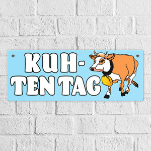 Kuh-ten Tag Metallschild mit Kuh zum Thema Bauernhof