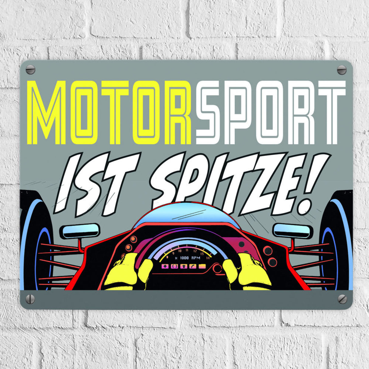 Motorsport ist spitze! Rennwagen Metallschild