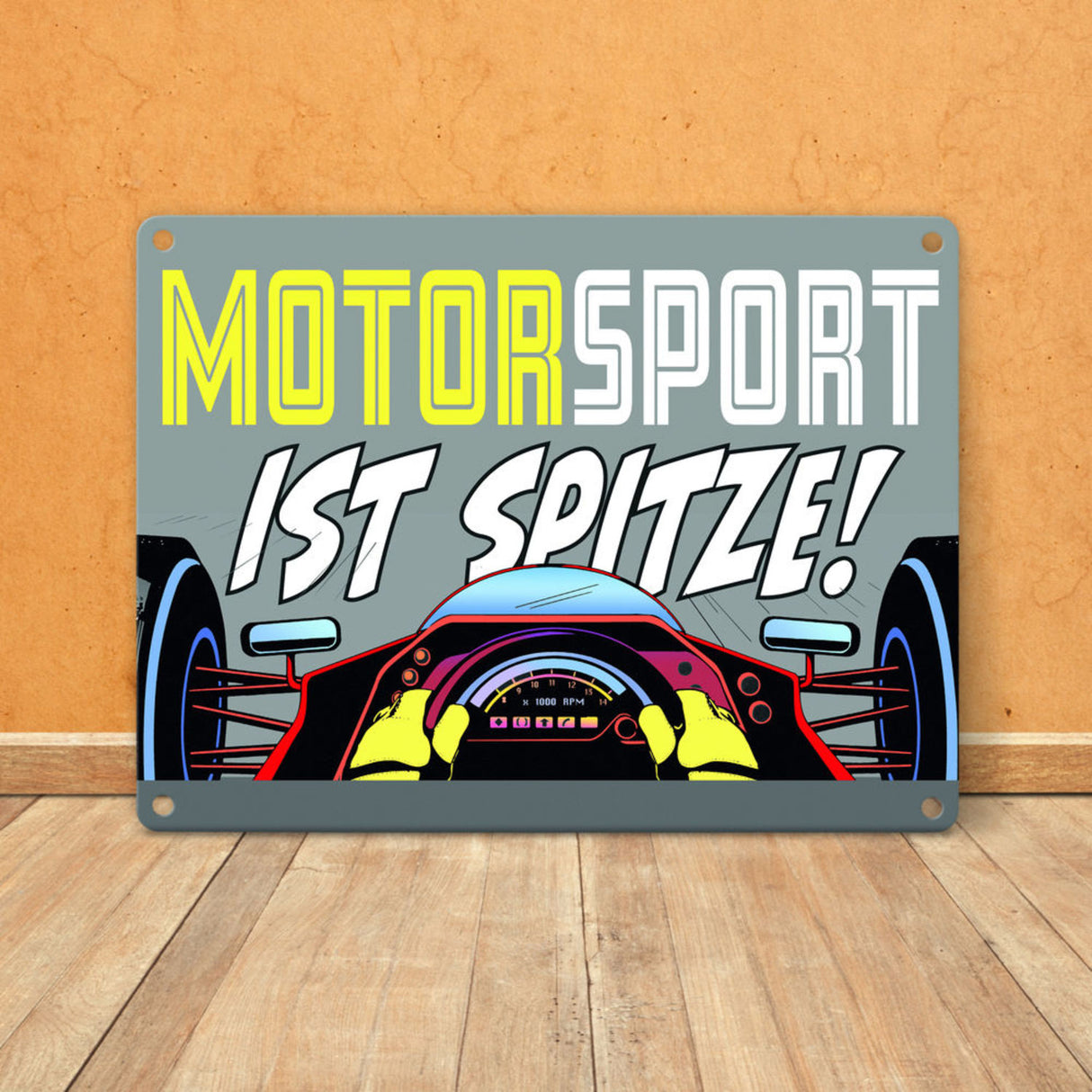 Motorsport ist spitze! Rennwagen Metallschild