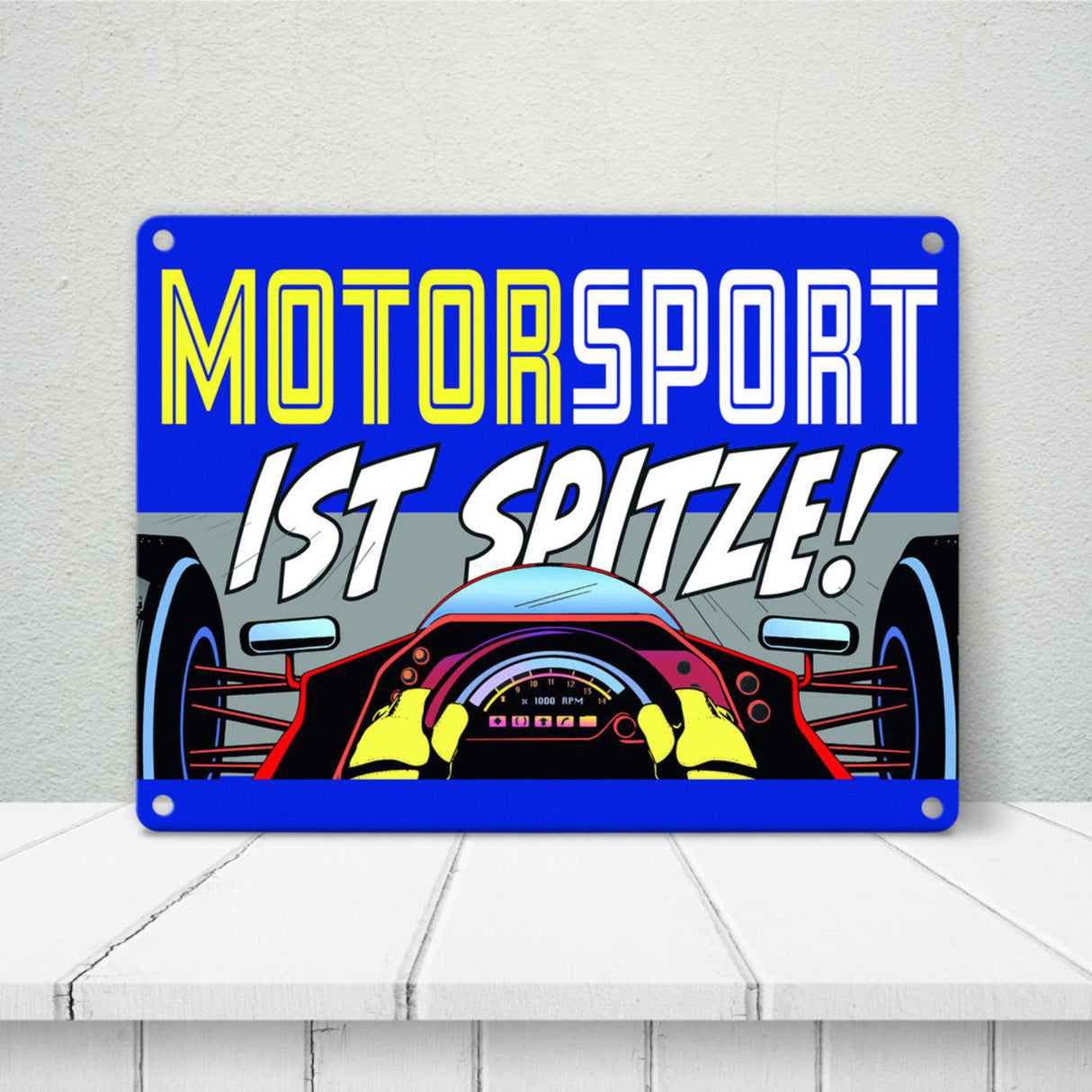 Motorsport ist spitze! Rennwagen Metallschild