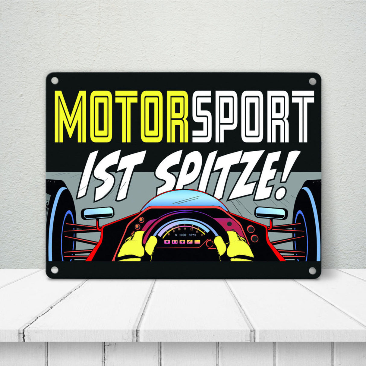 Motorsport ist spitze! Rennwagen Metallschild