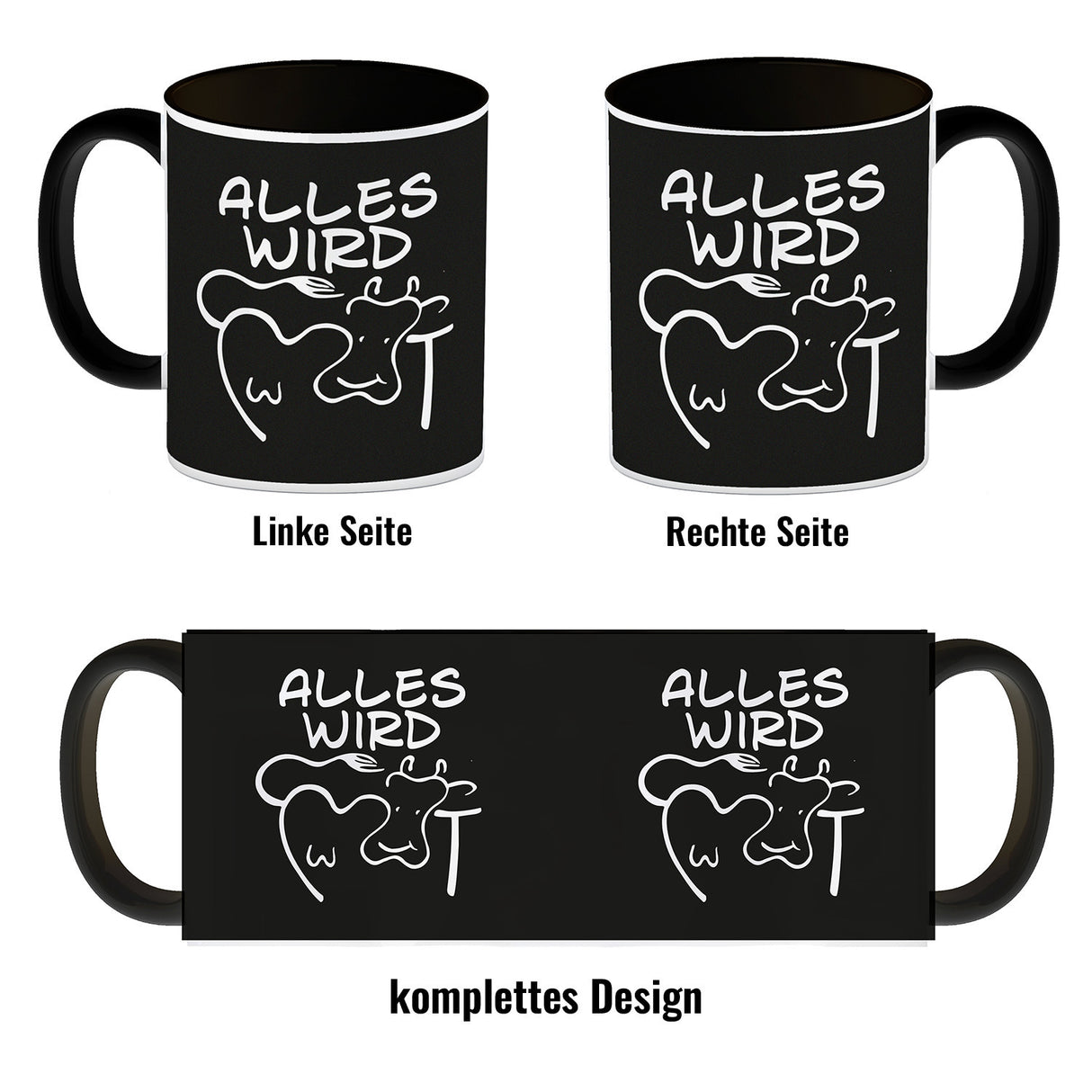 Alles wir KUHt Kaffeebecher zum Thema Bauernhof mit Kuh Motiv