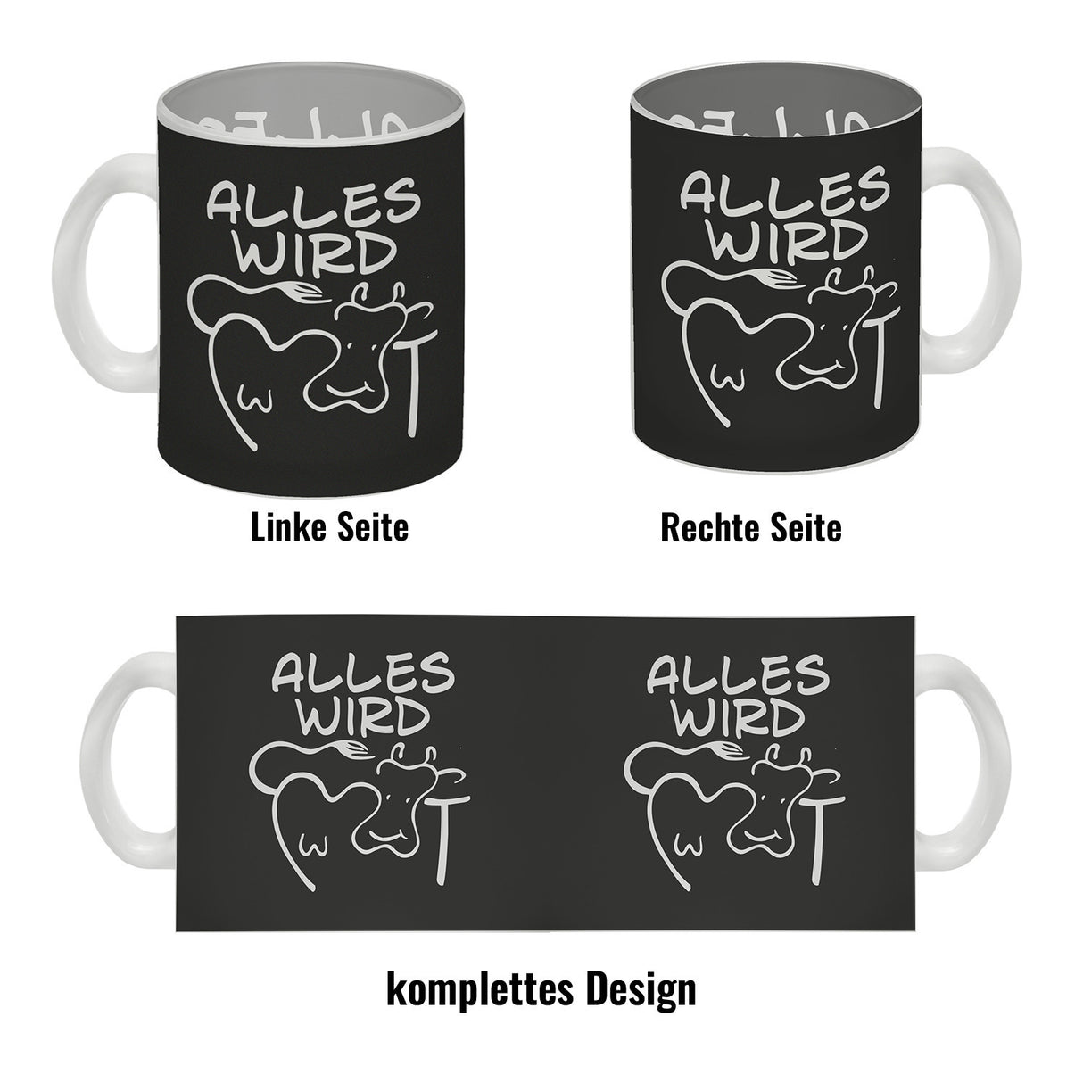 Alles wir KUHt Kaffeebecher zum Thema Bauernhof mit Kuh Motiv