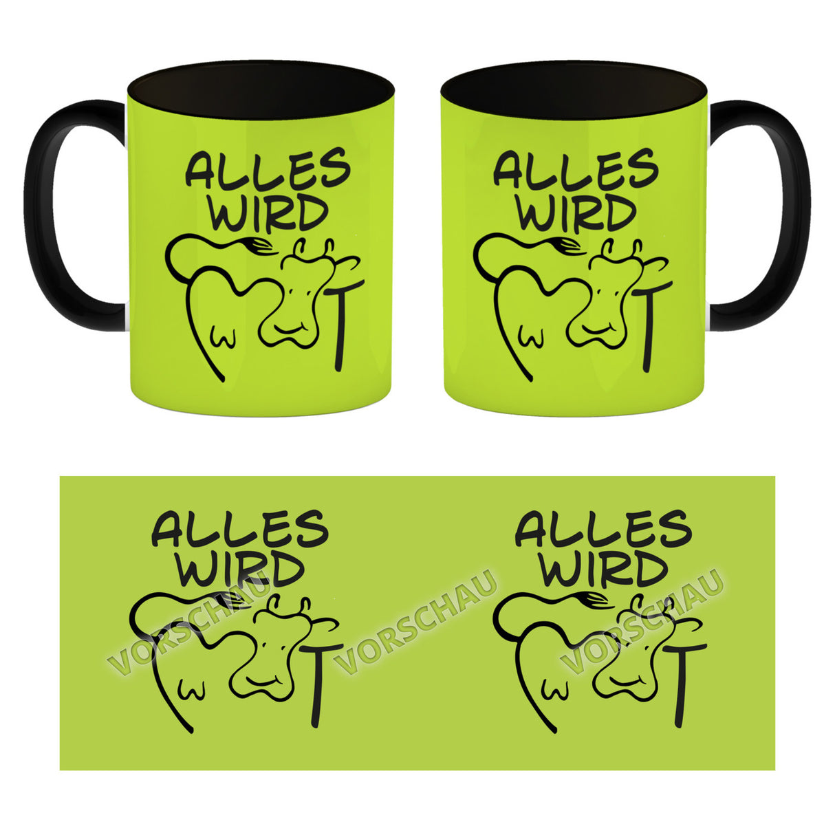 Alles wir KUHt Kaffeebecher zum Thema Bauernhof mit Kuh Motiv