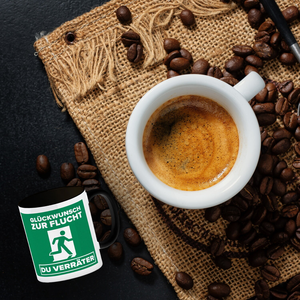 Glückwunsch zur Flucht du Verräter Kaffeebecher