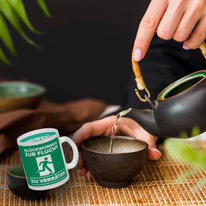 Glückwunsch zur Flucht du Verräter Kaffeebecher