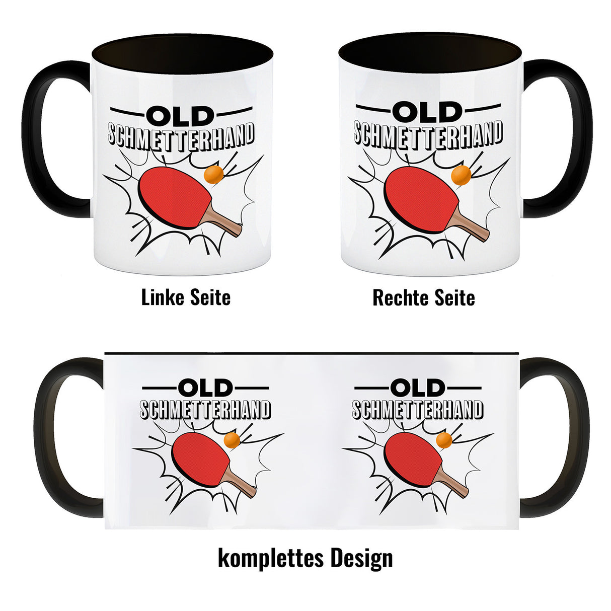 Old Schmetterhand Tischtennis Wortspiel Kaffeebecher