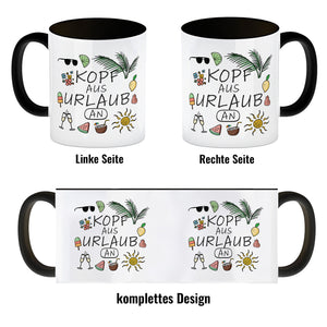 Kopf aus Urlaub an Kaffeebecher für den Sommer