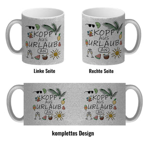Kopf aus Urlaub an Kaffeebecher für den Sommer