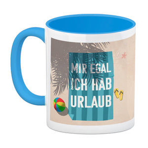 Mir egal ich hab Urlaub Kaffeebecher mit Strandmotiv
