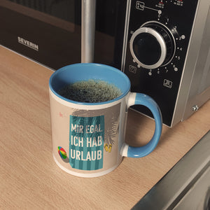 Mir egal ich hab Urlaub Kaffeebecher mit Strandmotiv