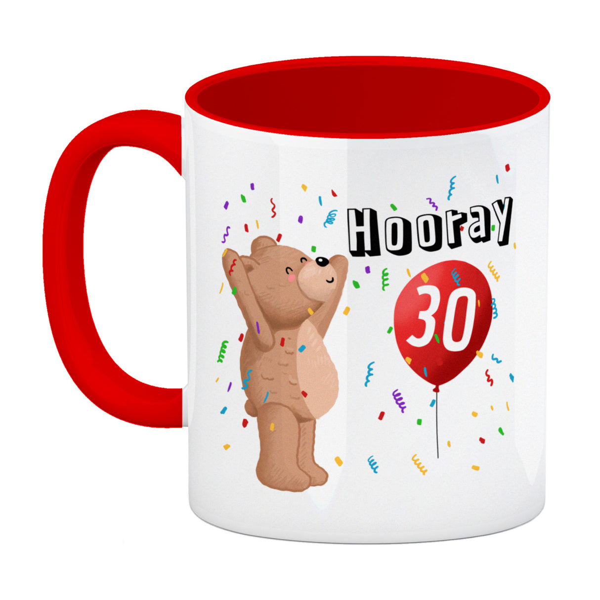 Kaffeebecher für den 30. Geburtstag mit Motiv: Hooray