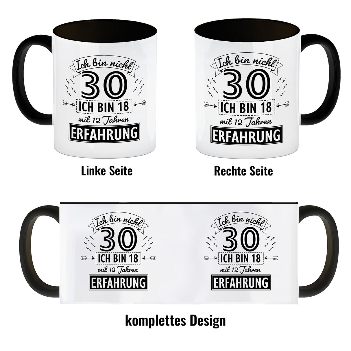 Kaffeebecher für den 30. Geburtstag mit Motiv: Erfahrung