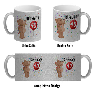 Witziger Kaffeebecher für den 40. Geburtstag mit Motiv: Hooray