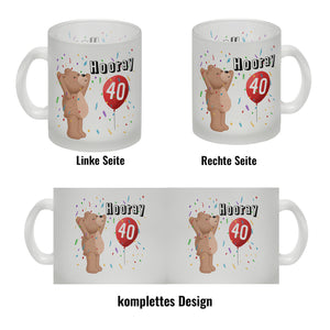 Witziger Kaffeebecher für den 40. Geburtstag mit Motiv: Hooray