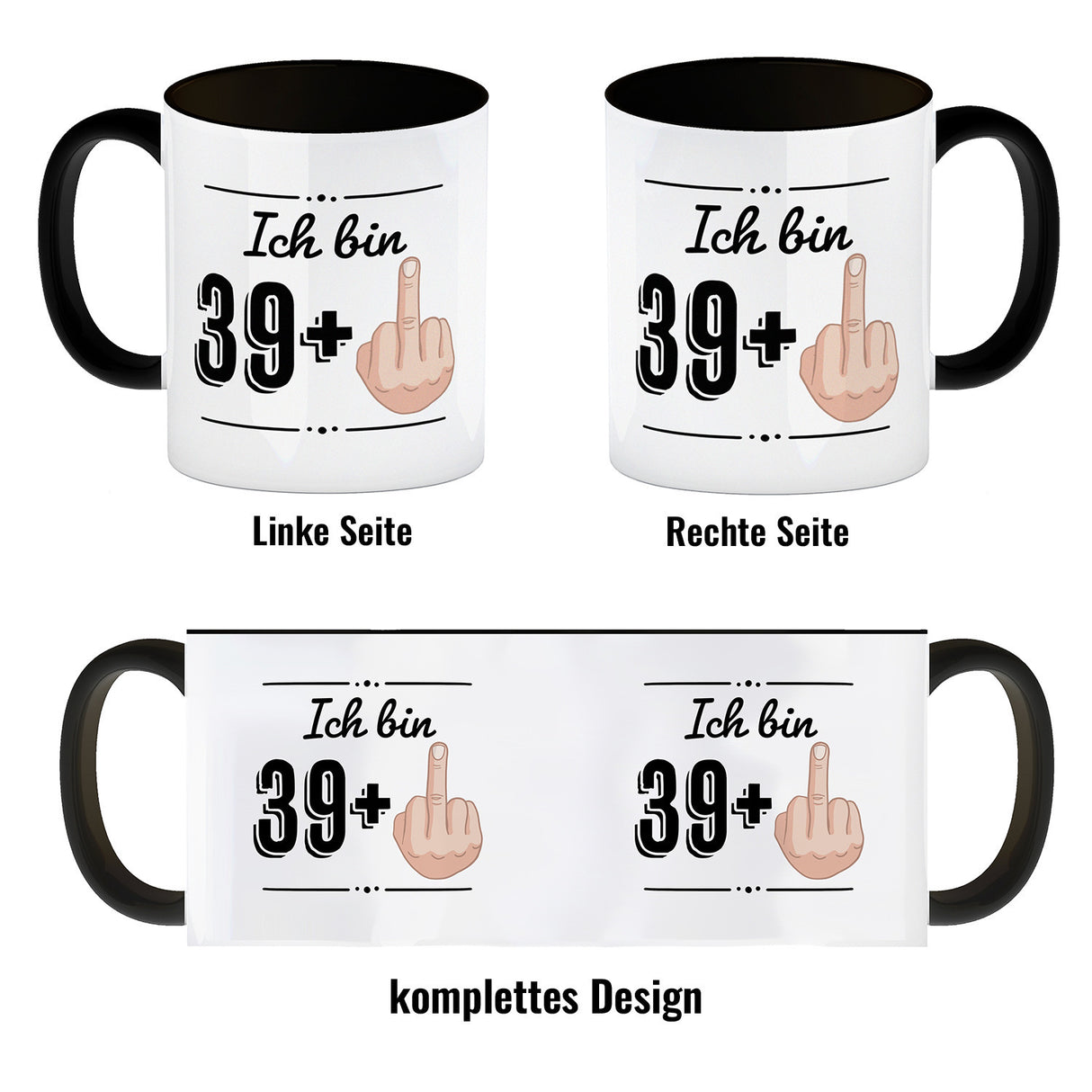 Witziger Kaffeebecher für den 40. Geburtstag mit Motiv: Mittelfinger