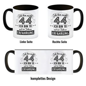 Witziger Kaffeebecher für den 44. Geburtstag mit Motiv: Erfahrung