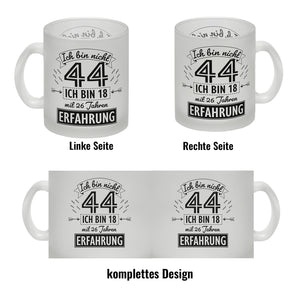 Witziger Kaffeebecher für den 44. Geburtstag mit Motiv: Erfahrung