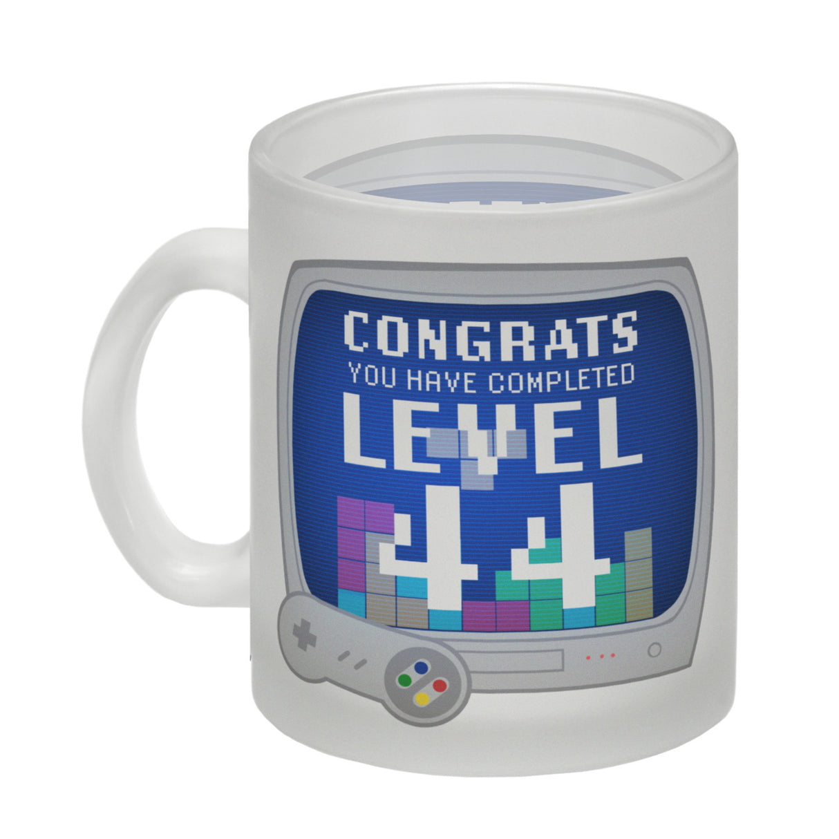 Witziger Kaffeebecher für den 44. Geburtstag mit Motiv: Gamer