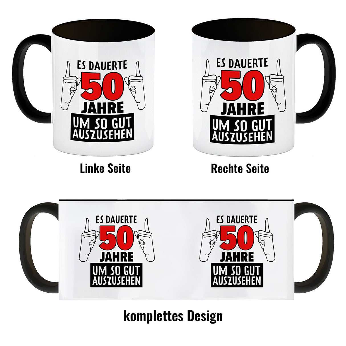 Witziger Kaffeebecher für den 50. Geburtstag mit Motiv: Gutes Aussehen