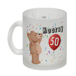 Witziger Kaffeebecher für den 50. Geburtstag mit Motiv: Hooray